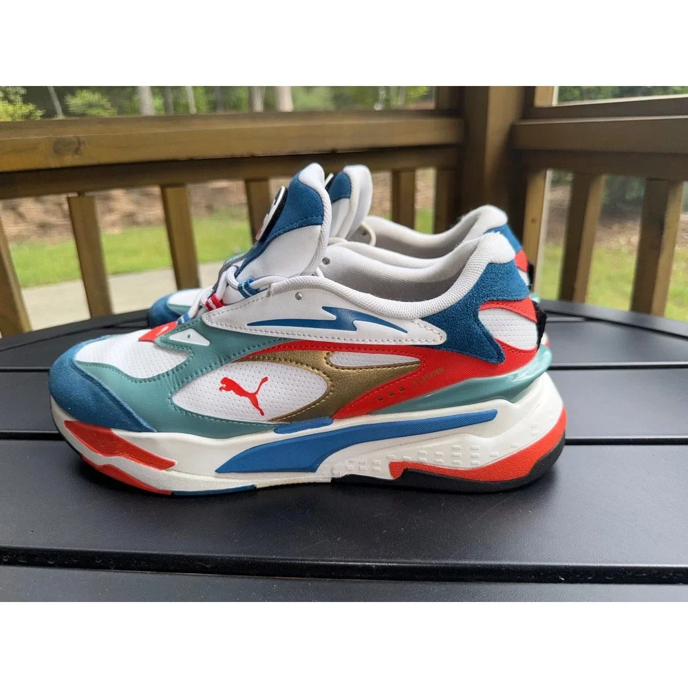 Puma RS-Fast Mens Sneakers White Blue Red Teal Gold Running Shoes 380562-01